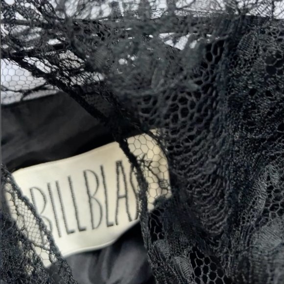 Vintage 80s Bill Blass black lace party dress silk taffeta formal dress - Picture 9 of 9